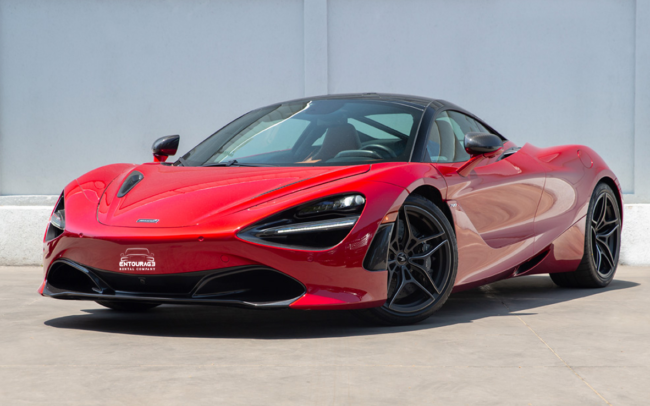 Rent a red McLaren 720s in Dubai from Entourage Car