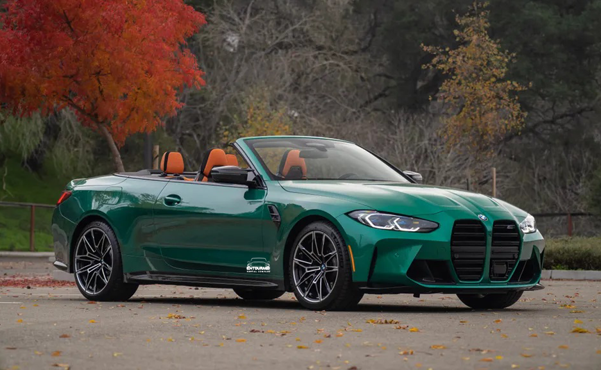 2023 BMW M4 Convertible Sporty Car In Attractive Green Color In Nature